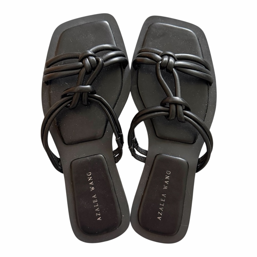 NWOT 6 Azalea Wang Black Stetson Knot Slip-On Slide Sandal Minimalist Flat 90s
